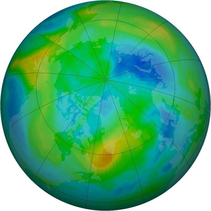 Arctic ozone map for 01 October 1980